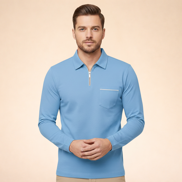 Louis | Elegant, breathable long-sleeved polo shirt