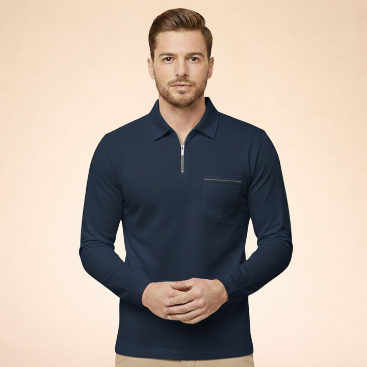 Louis | Elegant, breathable long-sleeved polo shirt