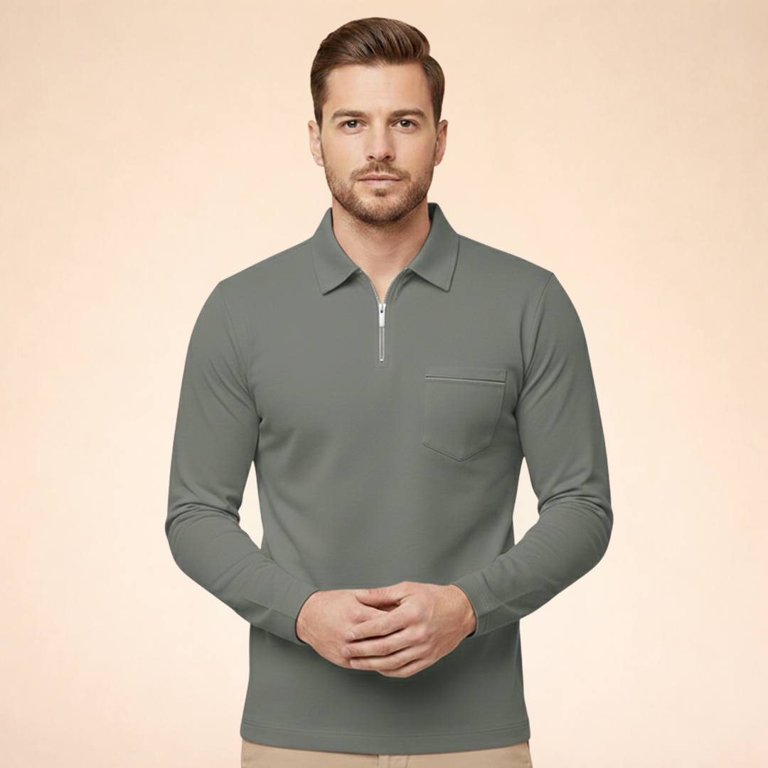Louis | Elegant, breathable long-sleeved polo shirt