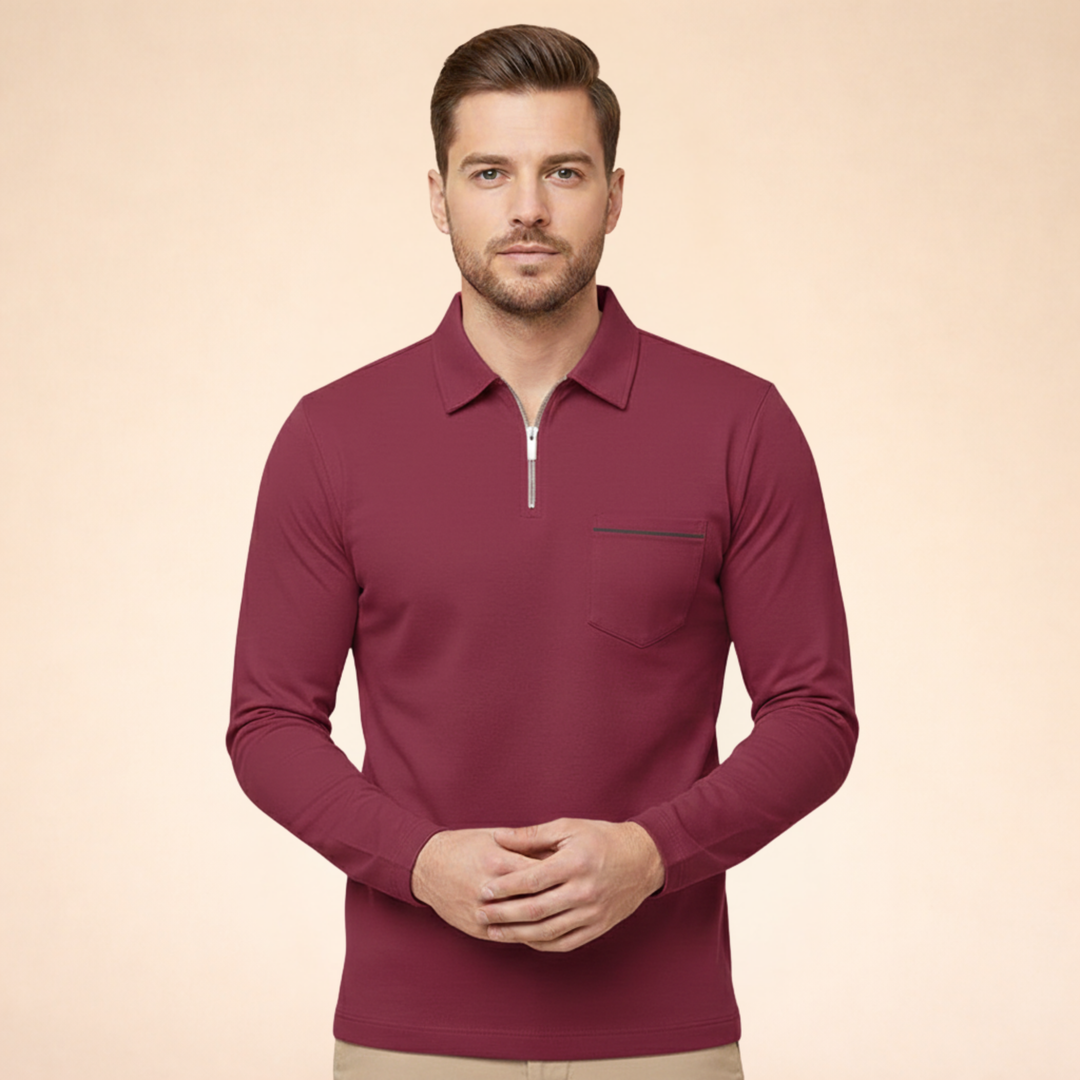 Louis | Elegant, breathable long-sleeved polo shirt