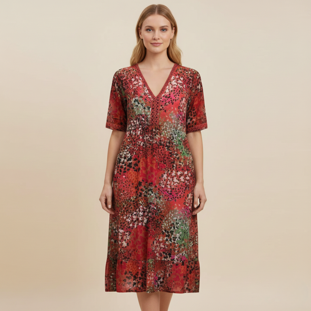 Sienna | Women's Dress – Elegant Floral Midi, Comfortable & Versatile for Wedding Guests 1
